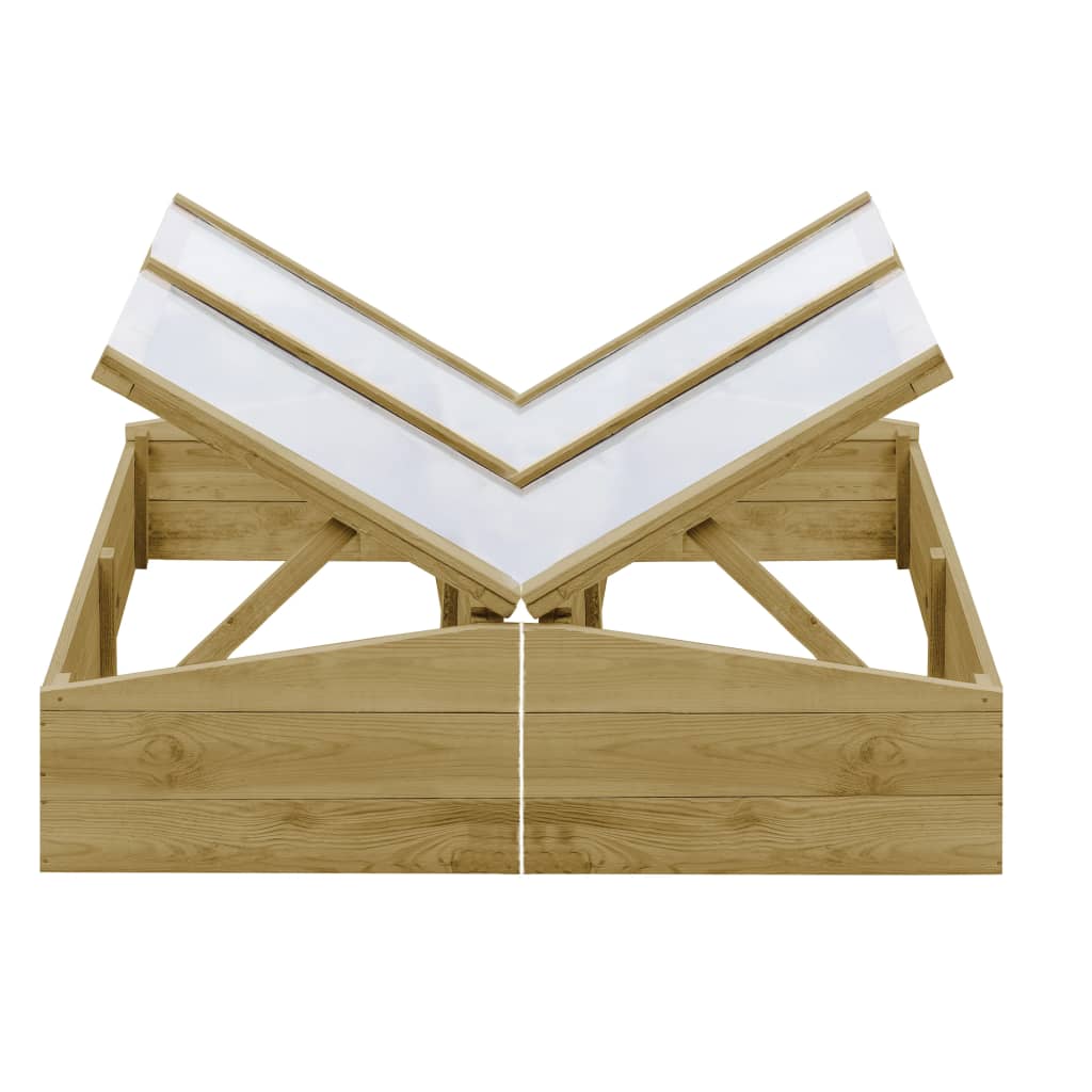Invernadero De Madera De Pino Impregnada 2 Uds 100X50X35 Cm