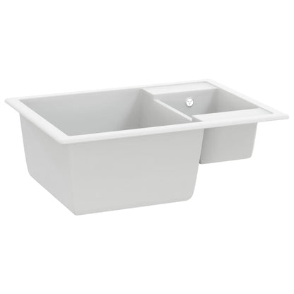 Fregadero De Cocina Doble Seno Con Rebosadero Granito