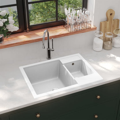 Fregadero De Cocina Doble Seno Con Rebosadero Granito
