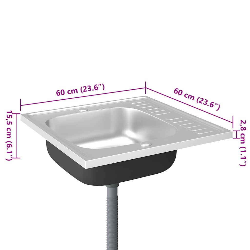 Fregadero De Cocina Con Escurridor Acero Inox