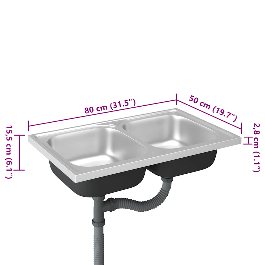 Fregadero De Cocina Doble Seno Acero Inoxidable