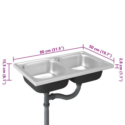 Fregadero De Cocina Doble Seno Acero Inoxidable