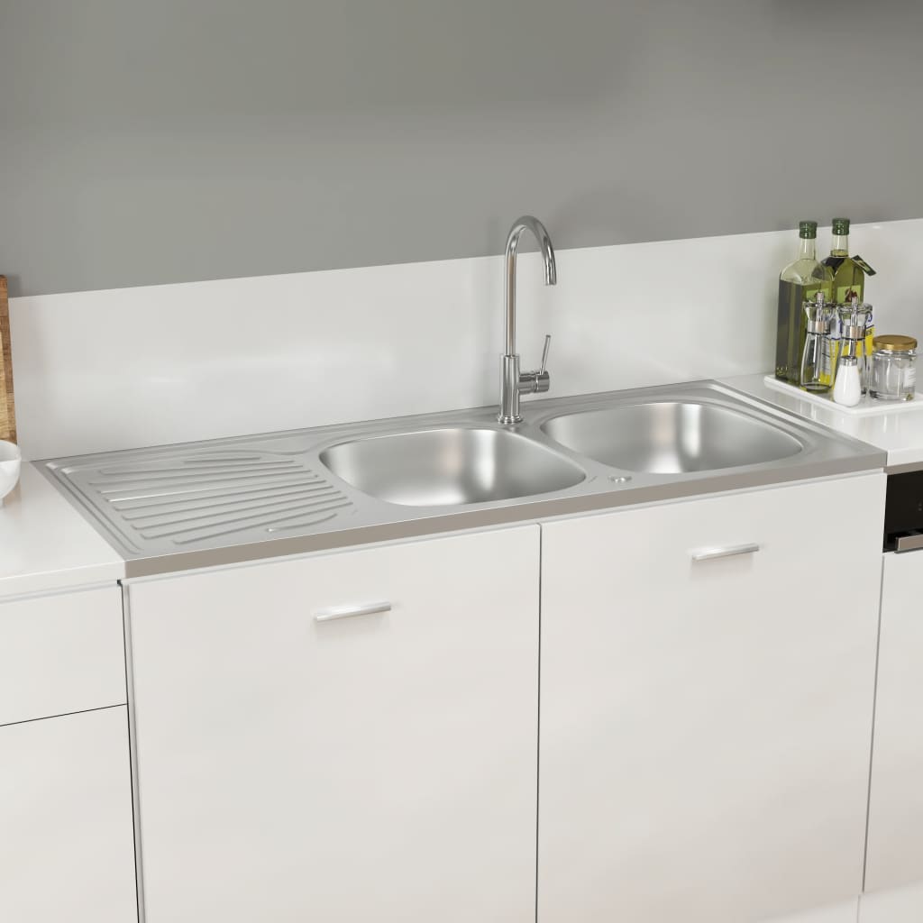 Fregadero De Cocina Doble Seno Acero Inoxidable