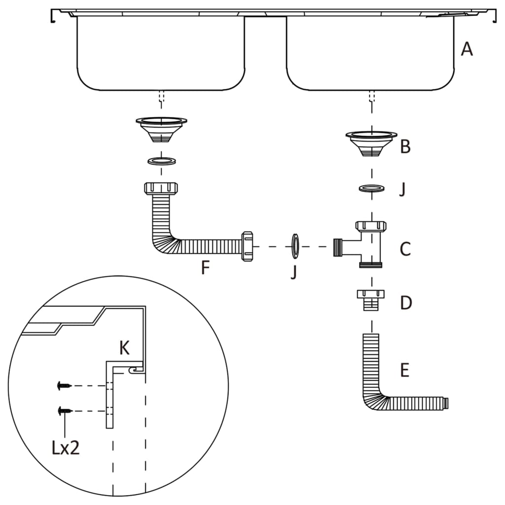 Fregadero De Cocina Doble Seno Acero Inoxidable