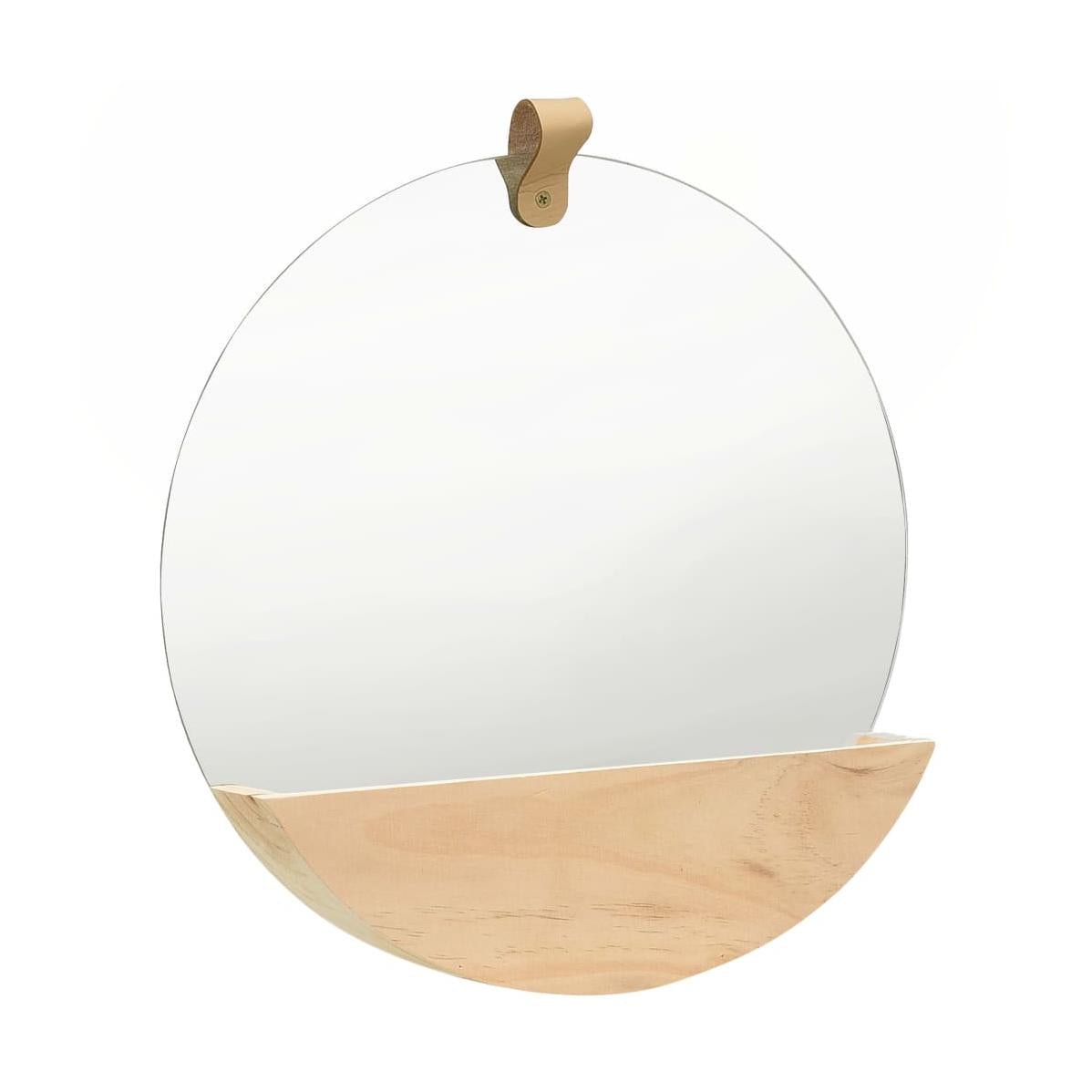 Espejo De Pared De Madera Maciza De Pino 35 Cm