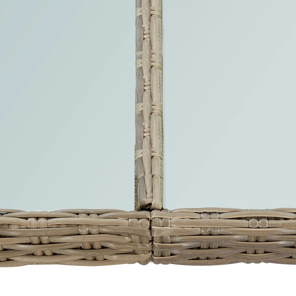 Mesa De Comedor Jardín Vidrio Y Ratán Pe Marrón 200X100X74 Cm