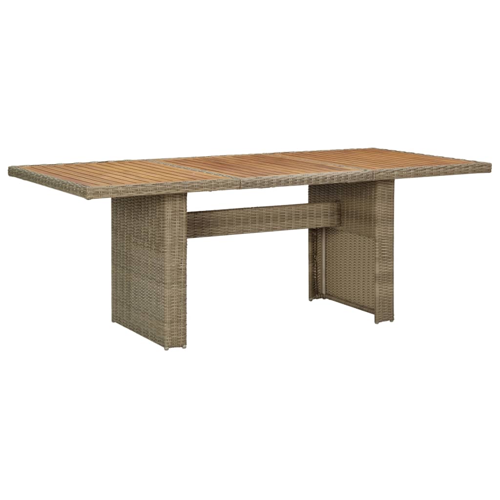 Mesa De Comedor Jardín Vidrio Y Ratán Pe Marrón 200X100X74 Cm