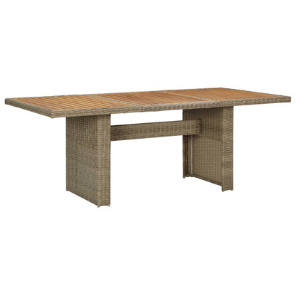 Mesa De Comedor Jardín Vidrio Y Ratán Pe Marrón 200X100X74 Cm
