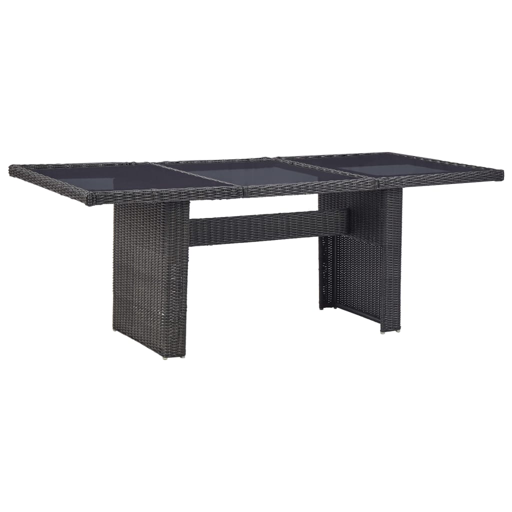 Mesa De Comedor Jardín Vidrio Y Ratán Pe Marrón 200X100X74 Cm