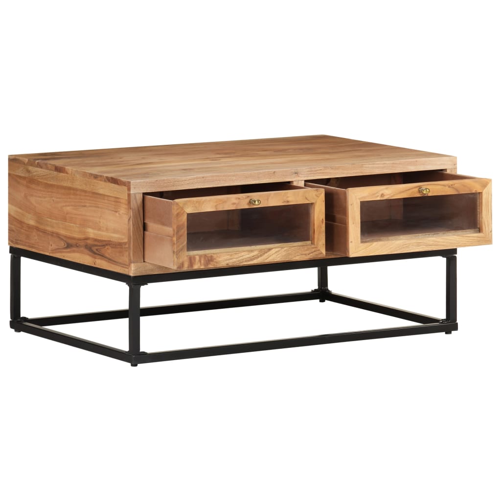 Mesa De Centro De Madera Maciza De Acacia 90X60X40 Cm