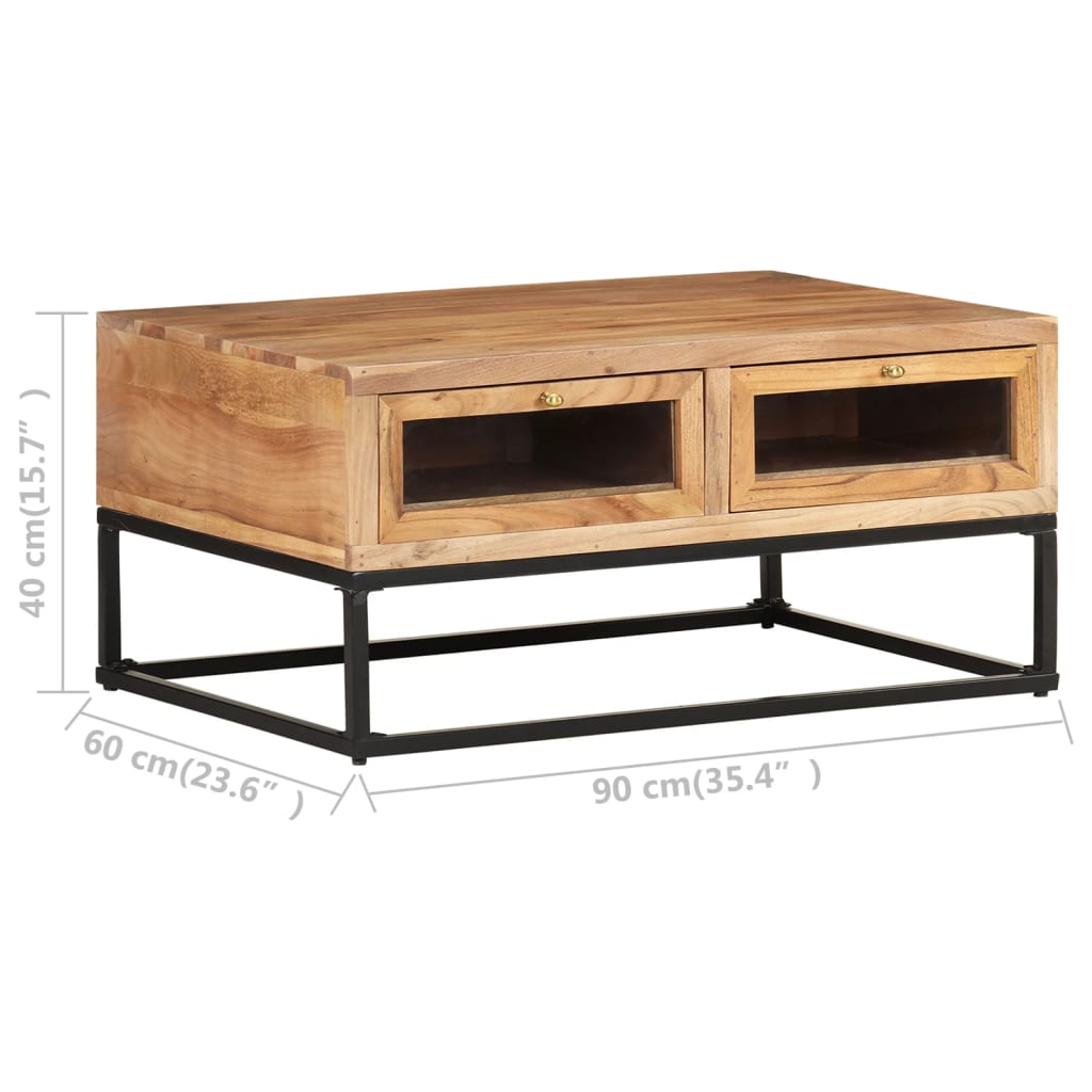 Mesa De Centro De Madera Maciza De Acacia 90X60X40 Cm
