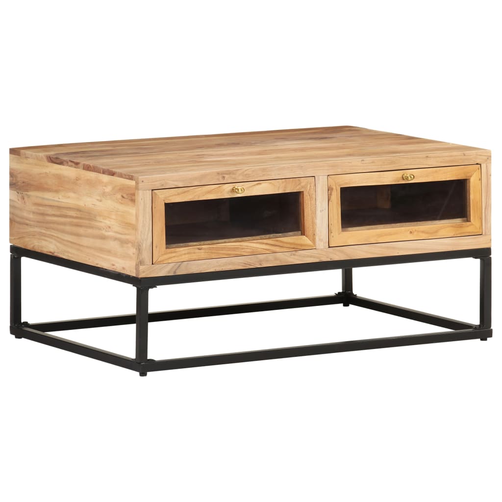 Mesa De Centro De Madera Maciza De Acacia 90X60X40 Cm