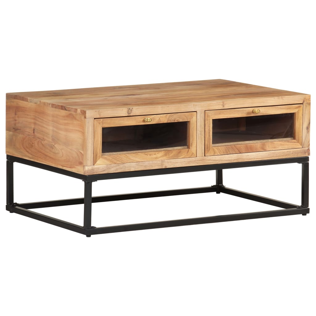 Mesa De Centro De Madera Maciza De Acacia 90X60X40 Cm