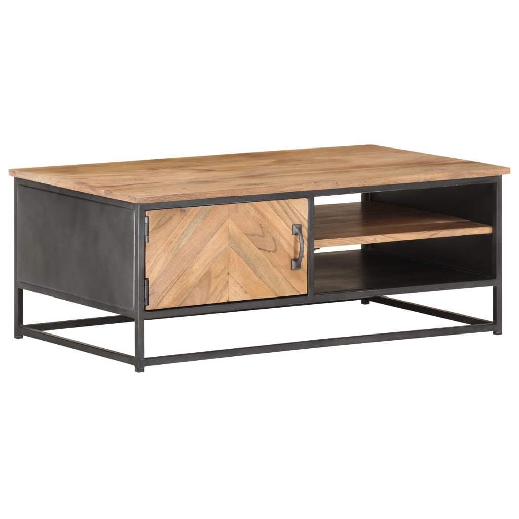 Mesa De Centro De Madera Maciza De Acacia 90X50X35 Cm
