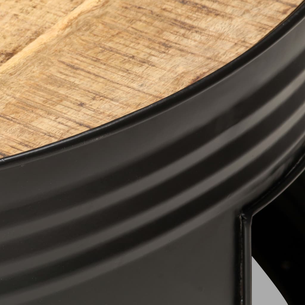 Mesa De Centro Madera Maciza De Mango Rugosa Negra 68X