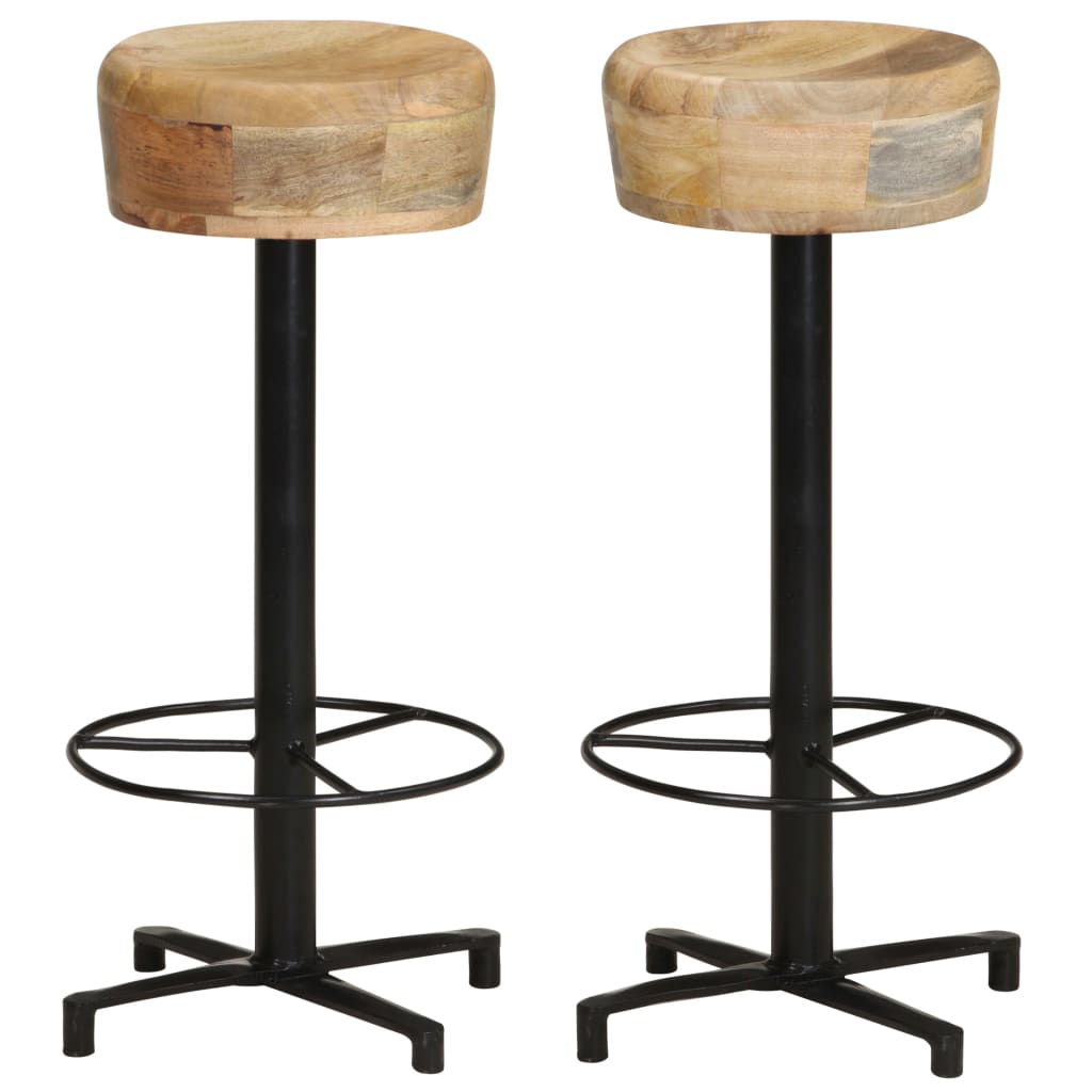 Taburetes De Cocina 2 Unidades Madera Maciza De Mango