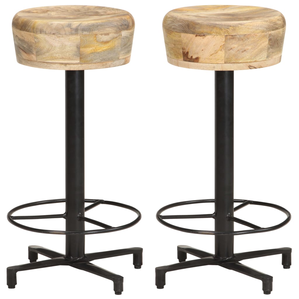 Taburetes De Cocina 2 Unidades Madera Maciza De Mango