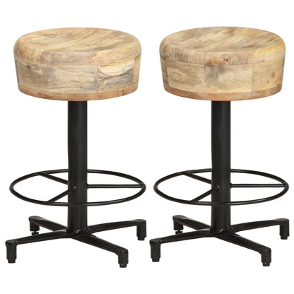Taburetes De Cocina 2 Unidades Madera Maciza De Mango