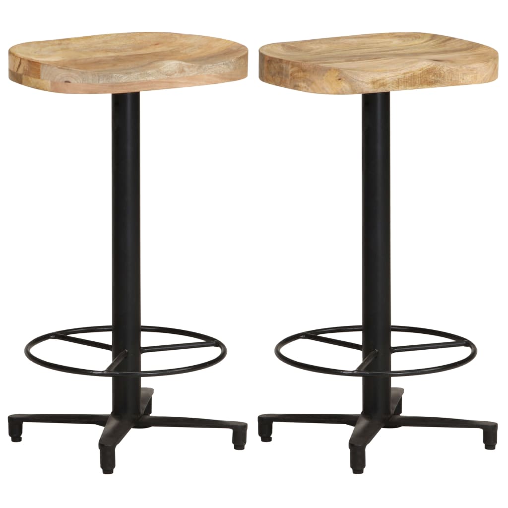 Taburetes De Cocina 2 Unidades Madera Maciza De Mango