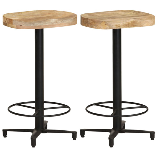 Taburetes De Cocina 2 Unidades Madera Maciza De Mango