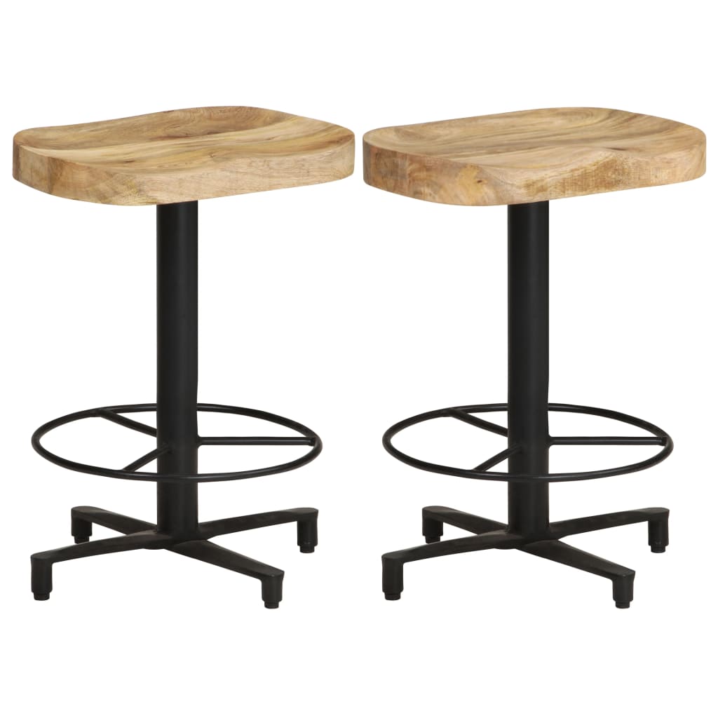 Taburetes De Cocina 2 Unidades Madera Maciza De Mango