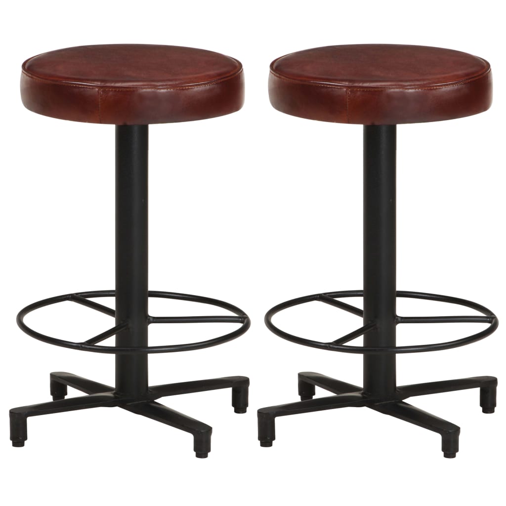 Taburetes De Barra De Cocina 2 Unidades Cuero Auténtico