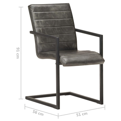 Sillas Voladizas De Comedor 2 Unidades Cuero Auténtico