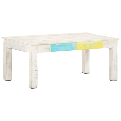 Mesa De Centro De Madera Maciza De Mango Blanca 110X60X45 Cm