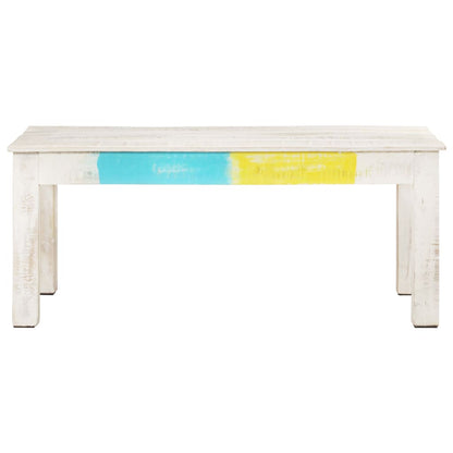 Mesa De Centro De Madera Maciza De Mango Blanca 110X60X45 Cm