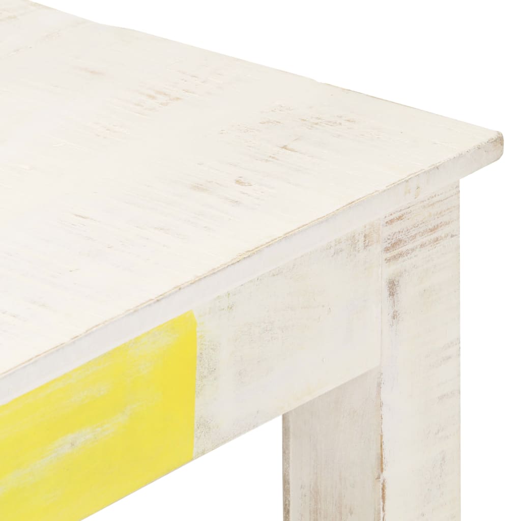 Mesa De Centro De Madera Maciza De Mango Blanca 110X60X45 Cm