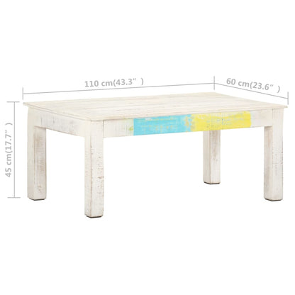 Mesa De Centro De Madera Maciza De Mango Blanca 110X60X45 Cm