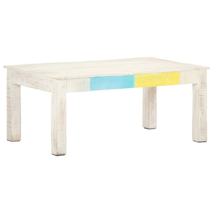 Mesa De Centro De Madera Maciza De Mango Blanca 110X60X45 Cm