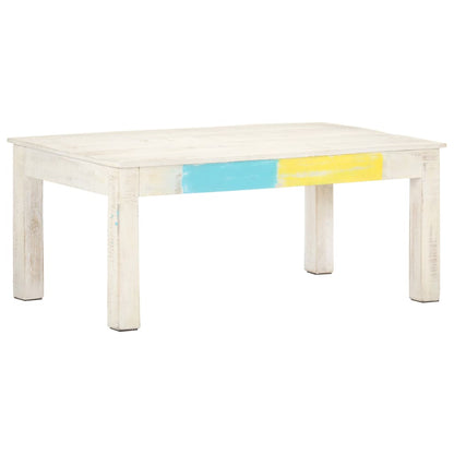 Mesa De Centro De Madera Maciza De Mango Blanca 110X60X45 Cm
