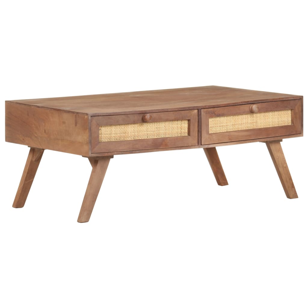 Mesa De Centro De Madera Maciza De Mango 100X60X40 Cm