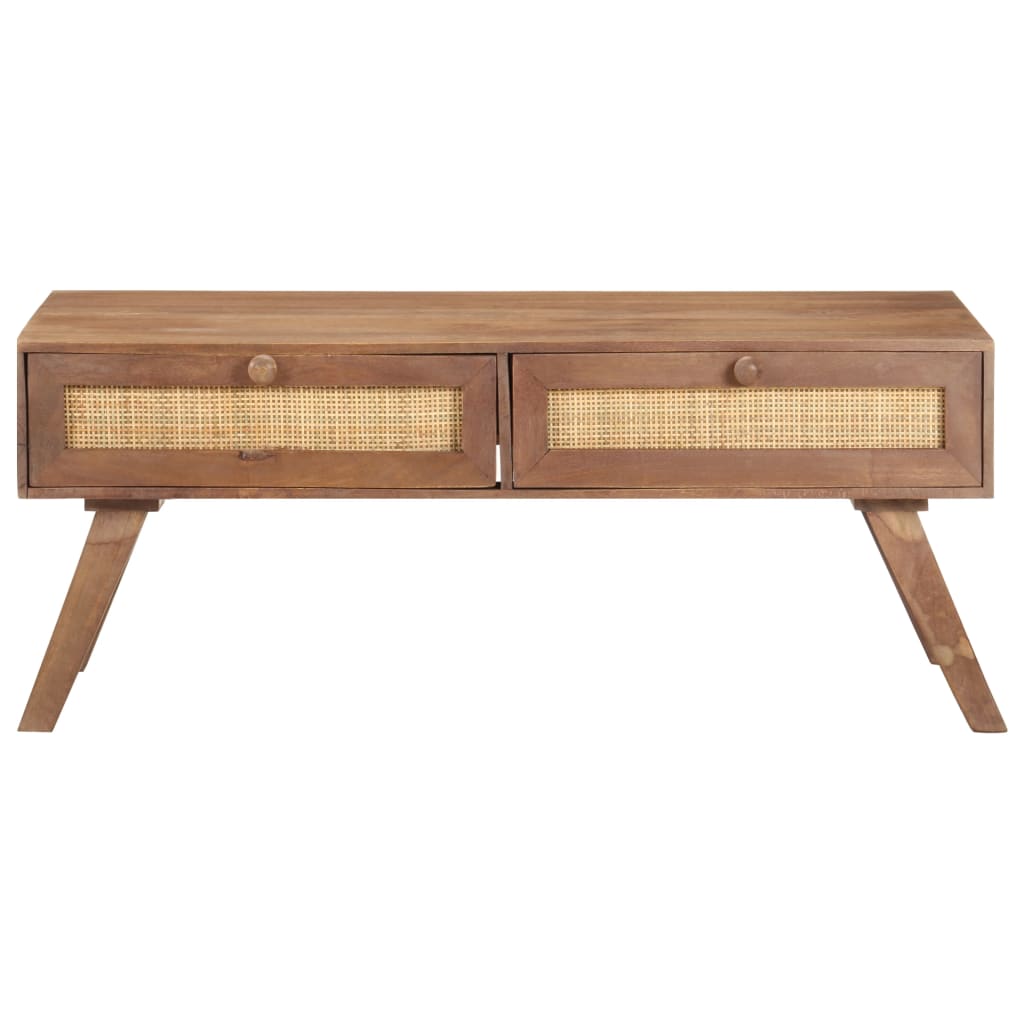 Mesa De Centro De Madera Maciza De Mango 100X60X40 Cm