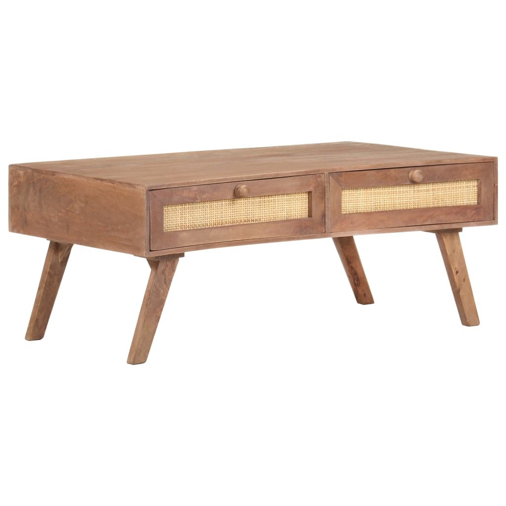 Mesa De Centro De Madera Maciza De Mango 100X60X40 Cm