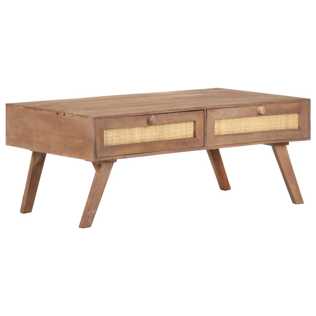 Mesa De Centro De Madera Maciza De Mango 100X60X40 Cm