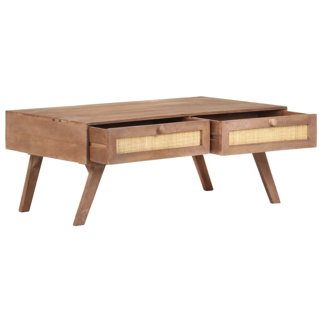 Mesa De Centro De Madera Maciza De Mango 100X60X40 Cm