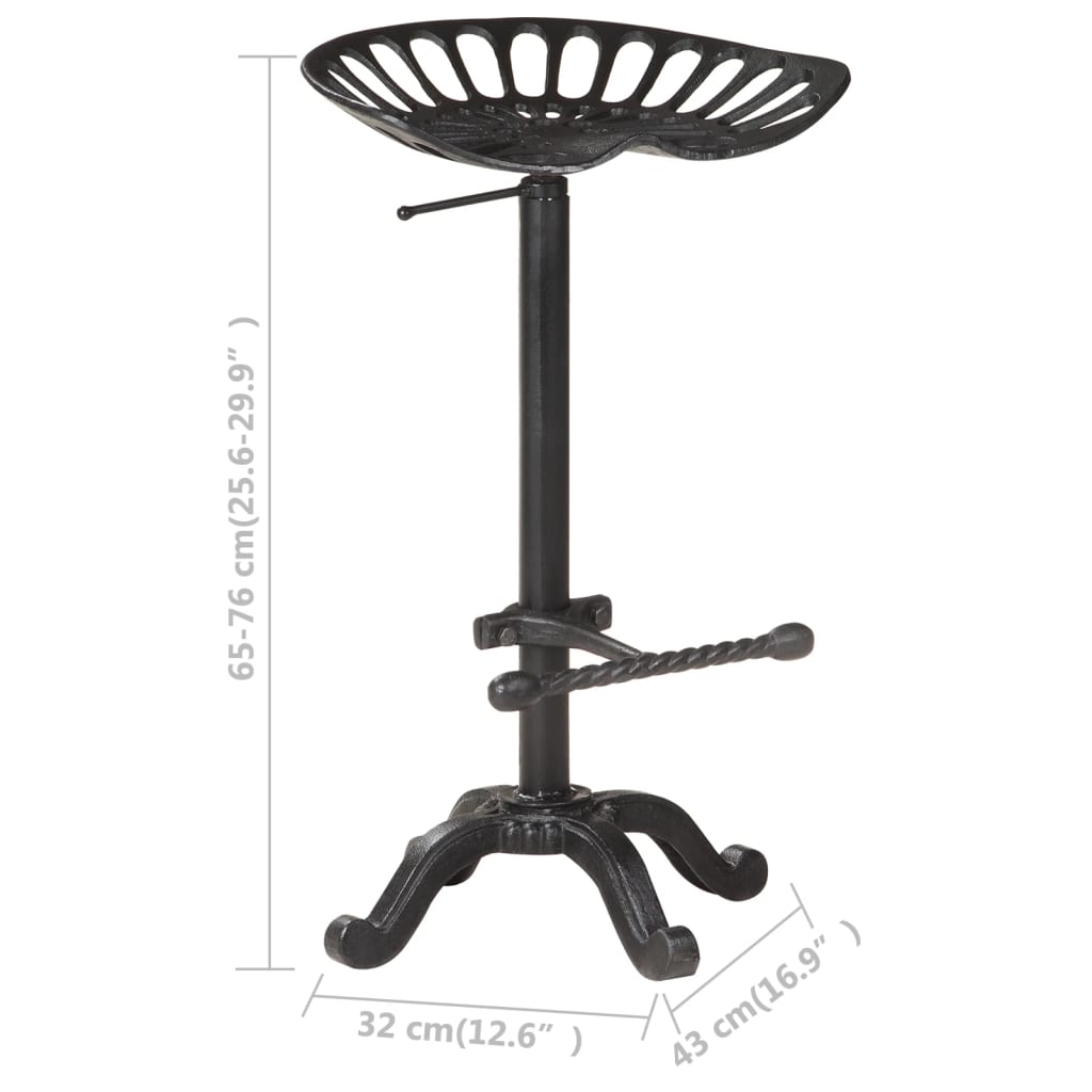 Taburete De Cocina Hierro Fundido Negro