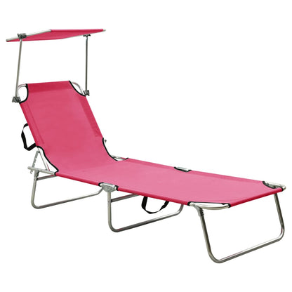 Tumbona Plegable Con Toldo De Acero Magenta