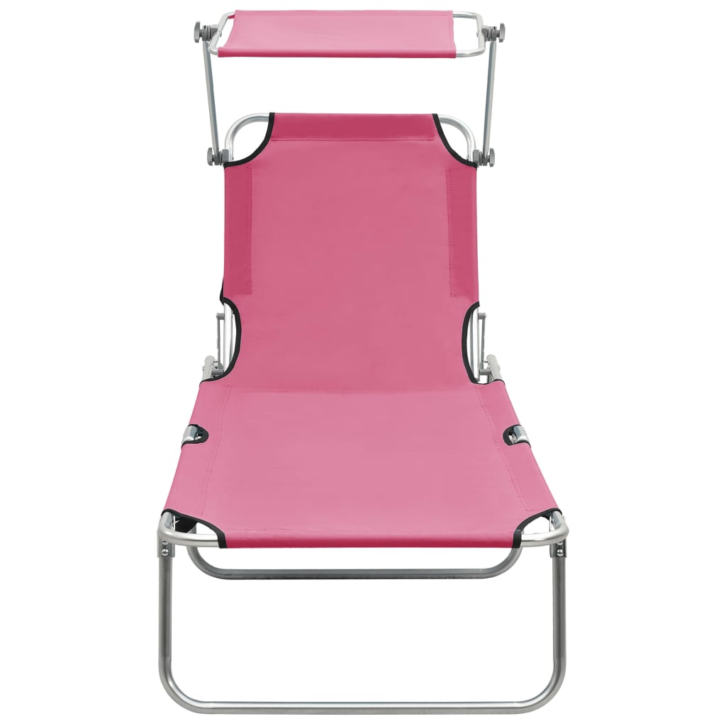 Tumbona Plegable Con Toldo De Acero Magenta