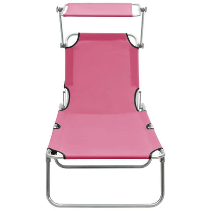 Tumbona Plegable Con Toldo De Acero Magenta