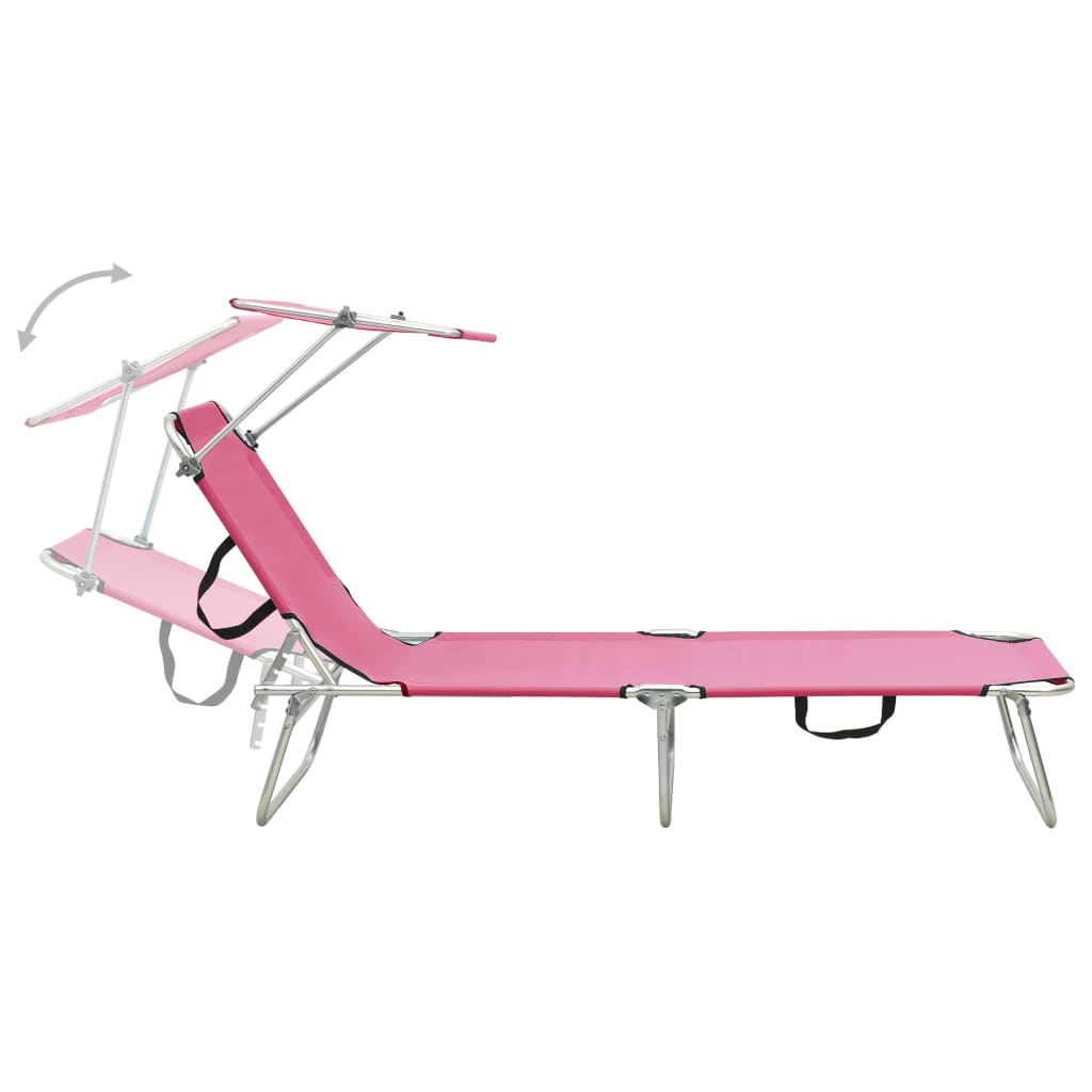 Tumbona Plegable Con Toldo De Acero Magenta