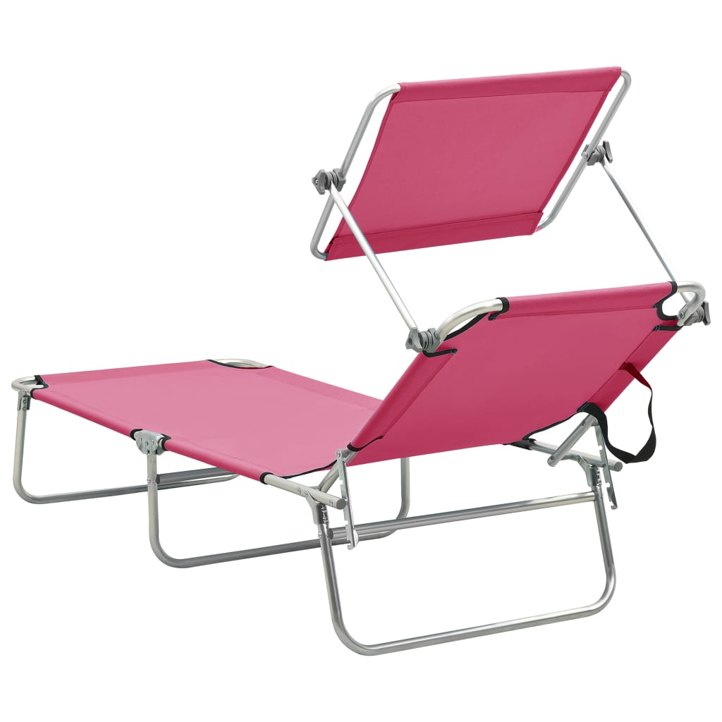 Tumbona Plegable Con Toldo De Acero Magenta