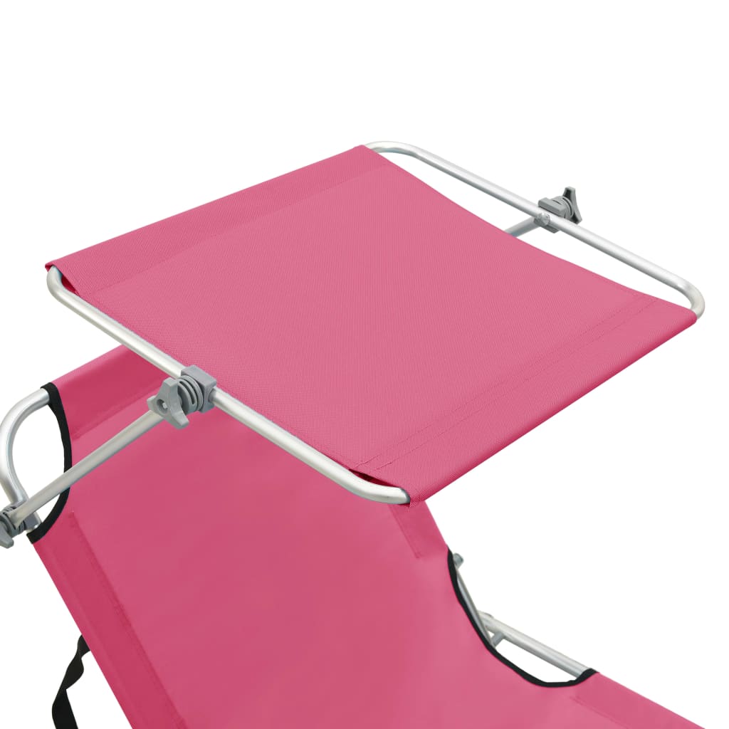 Tumbona Plegable Con Toldo De Acero Magenta