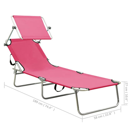 Tumbona Plegable Con Toldo De Acero Magenta