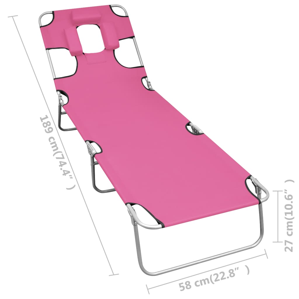 Tumbona Plegable Con Cojín Para La Cabeza Acero