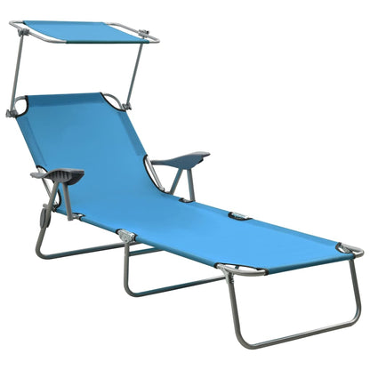 Tumbona Con Toldo De Acero Acero Azul