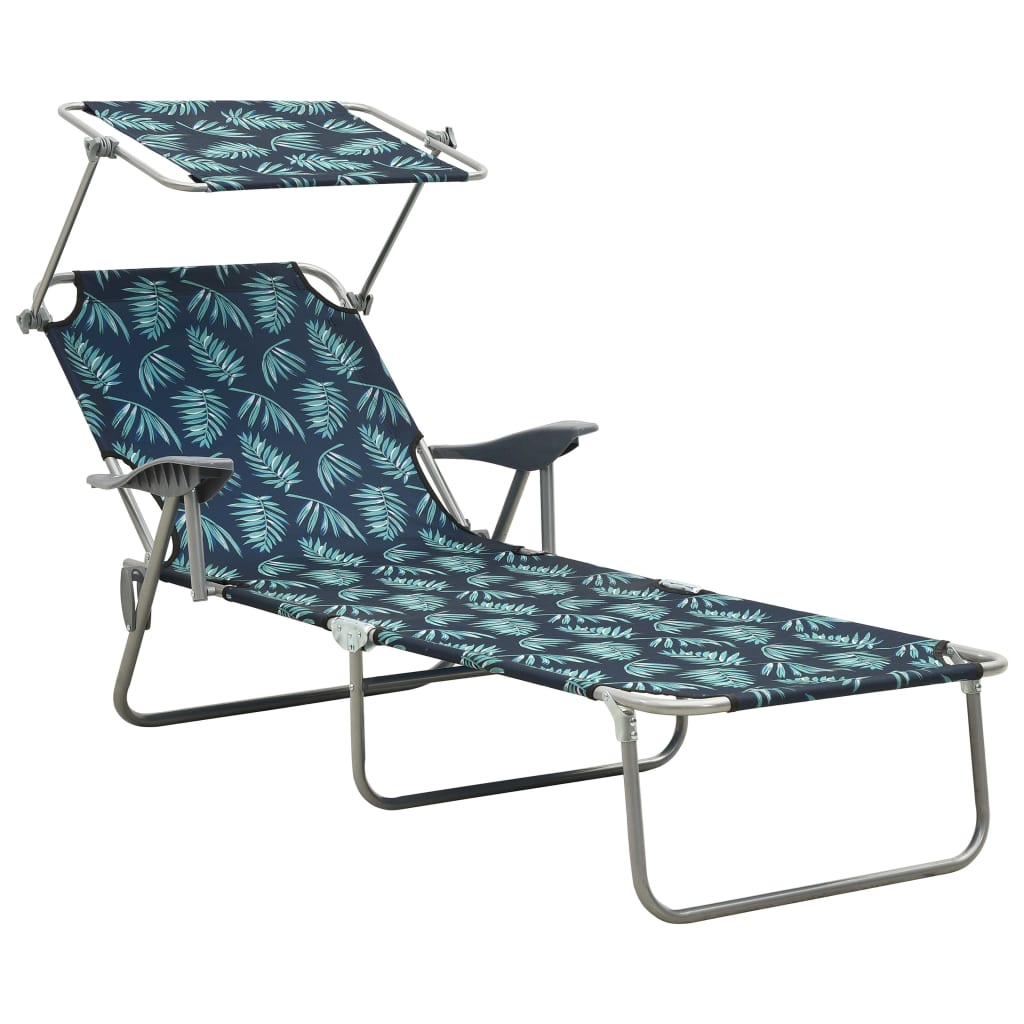 Tumbona Con Toldo De Acero Acero Azul