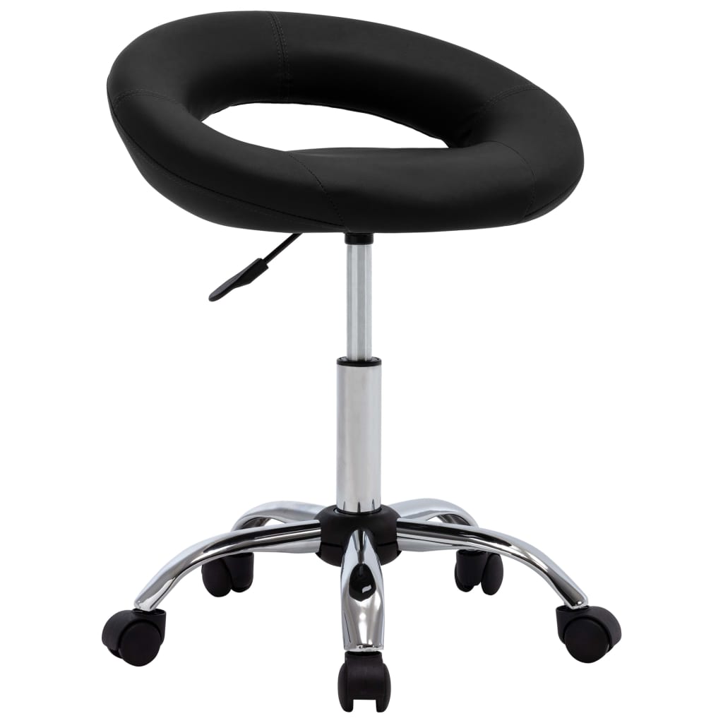 Silla De Trabajo Con Ruedas Cuero Sintético Rojo Tinto